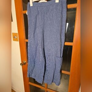 Habitat Linen Pants Blue Striped Women's Pants